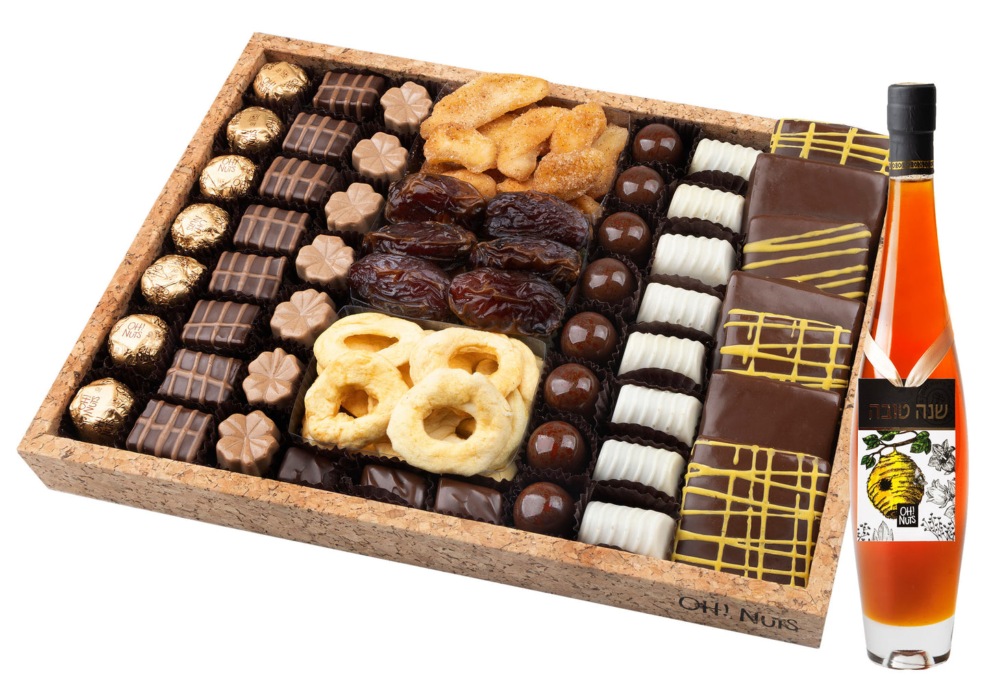 Rosh Hashanah Gourmet Signature Cork Chocolate Tray - Large 14"