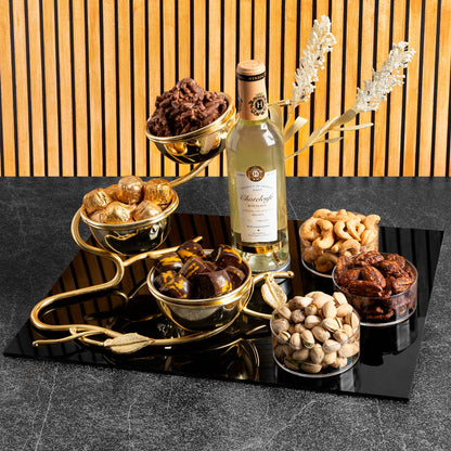 Purim Gold Leaf Trio Dish Mishloach Manos Gift Basket