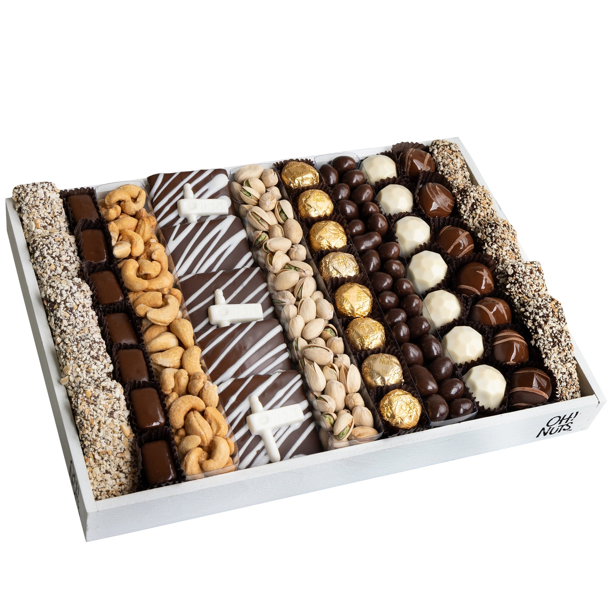 Purim Wooden Rustic Chocolate Truffles Gift Tray Mishloach Manos