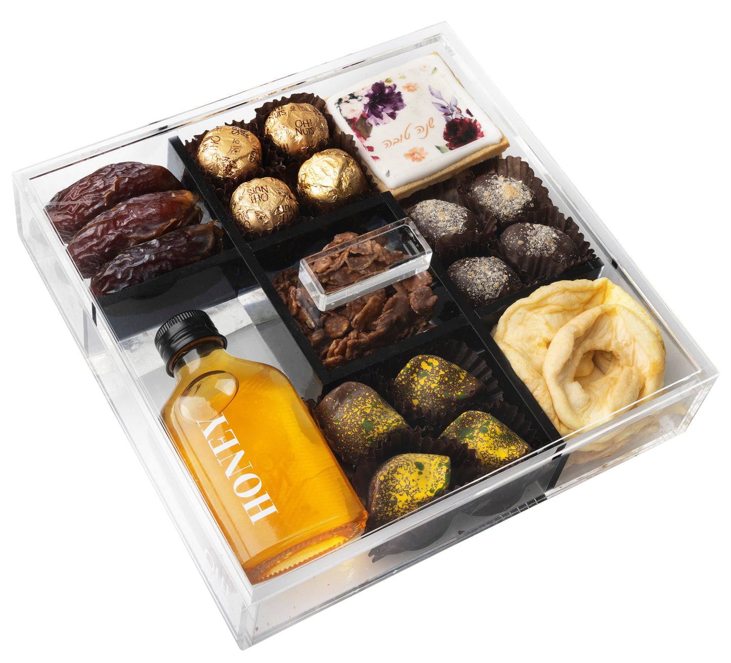 Rosh Hashanah Elegant Lucite Sectional Gift Basket