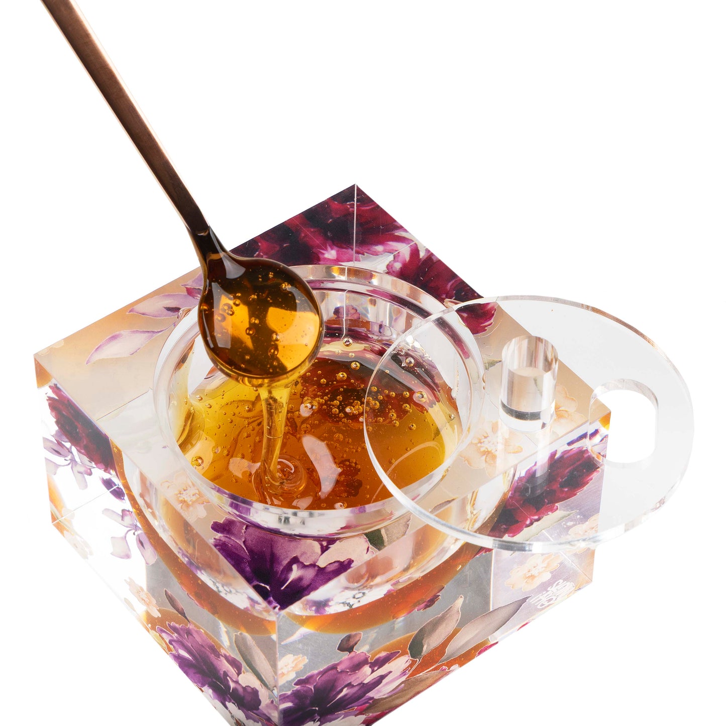 Rosh Hashanah Lucite Honey Dish Display Gift Basket