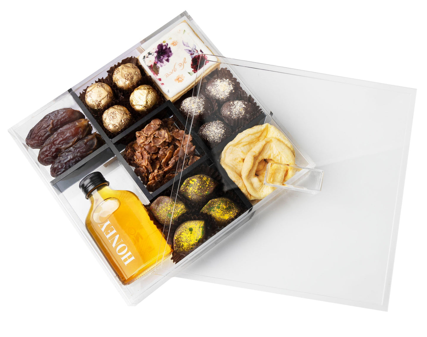 Rosh Hashanah Elegant Lucite Sectional Gift Basket