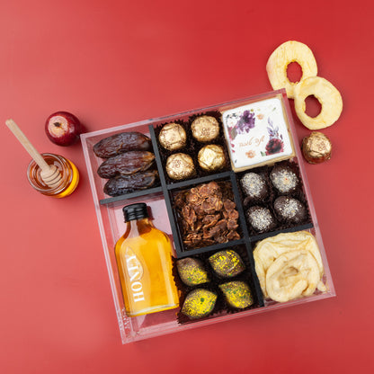 Rosh Hashanah Elegant Lucite Sectional Gift Basket