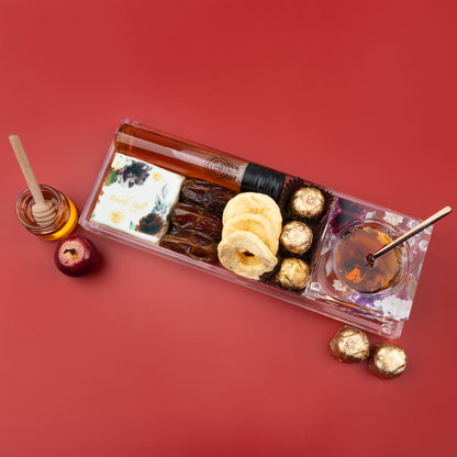 Rosh Hashanah Lucite Honey Dish Display Gift Basket
