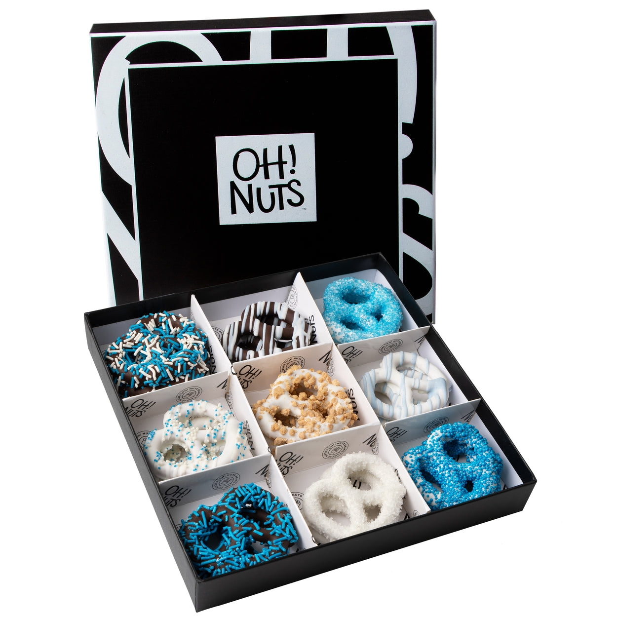 Chanukah 9 Section Elegant Pretzel Gift Box