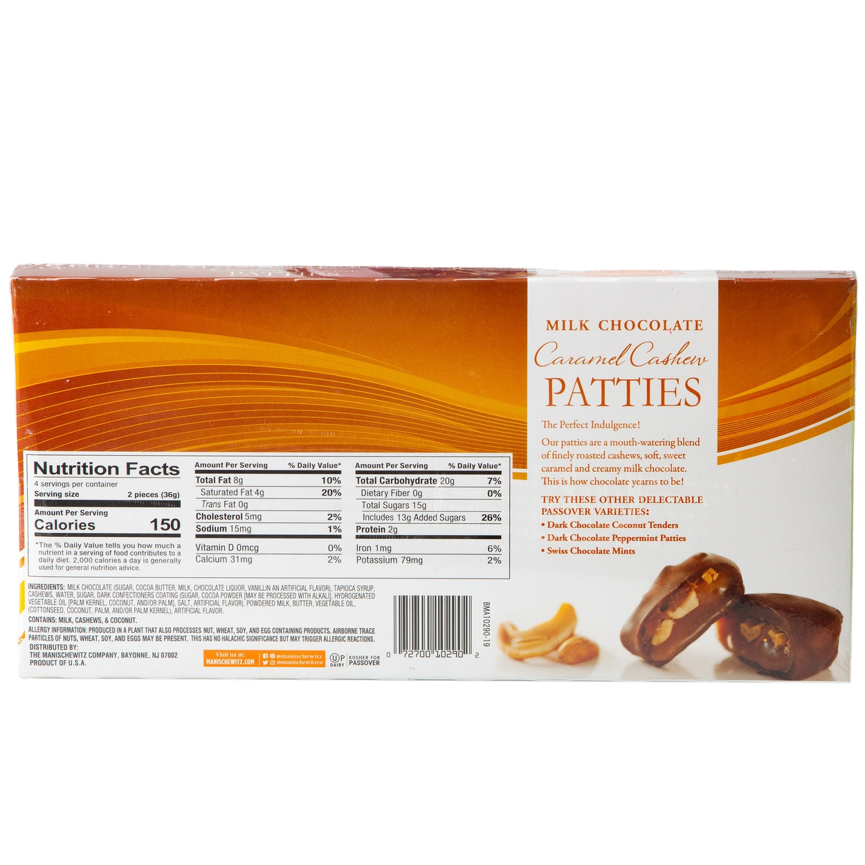 Passover Milk Chocolate Caramel Cashew Patties