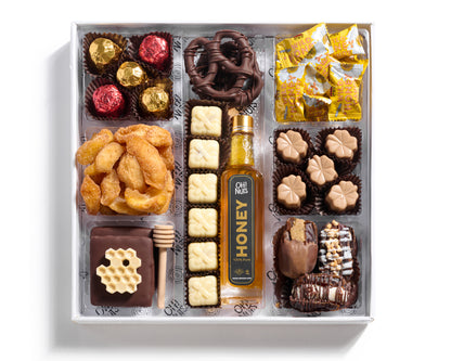 White Leather Chocolate Gift Basket – Rosh Hashanah