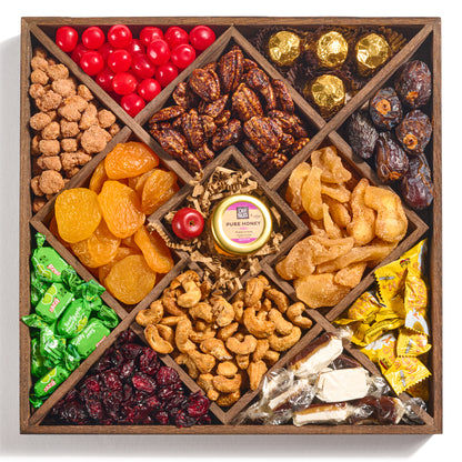 13-Section Wooden Rosh Hashanah Gift Basket