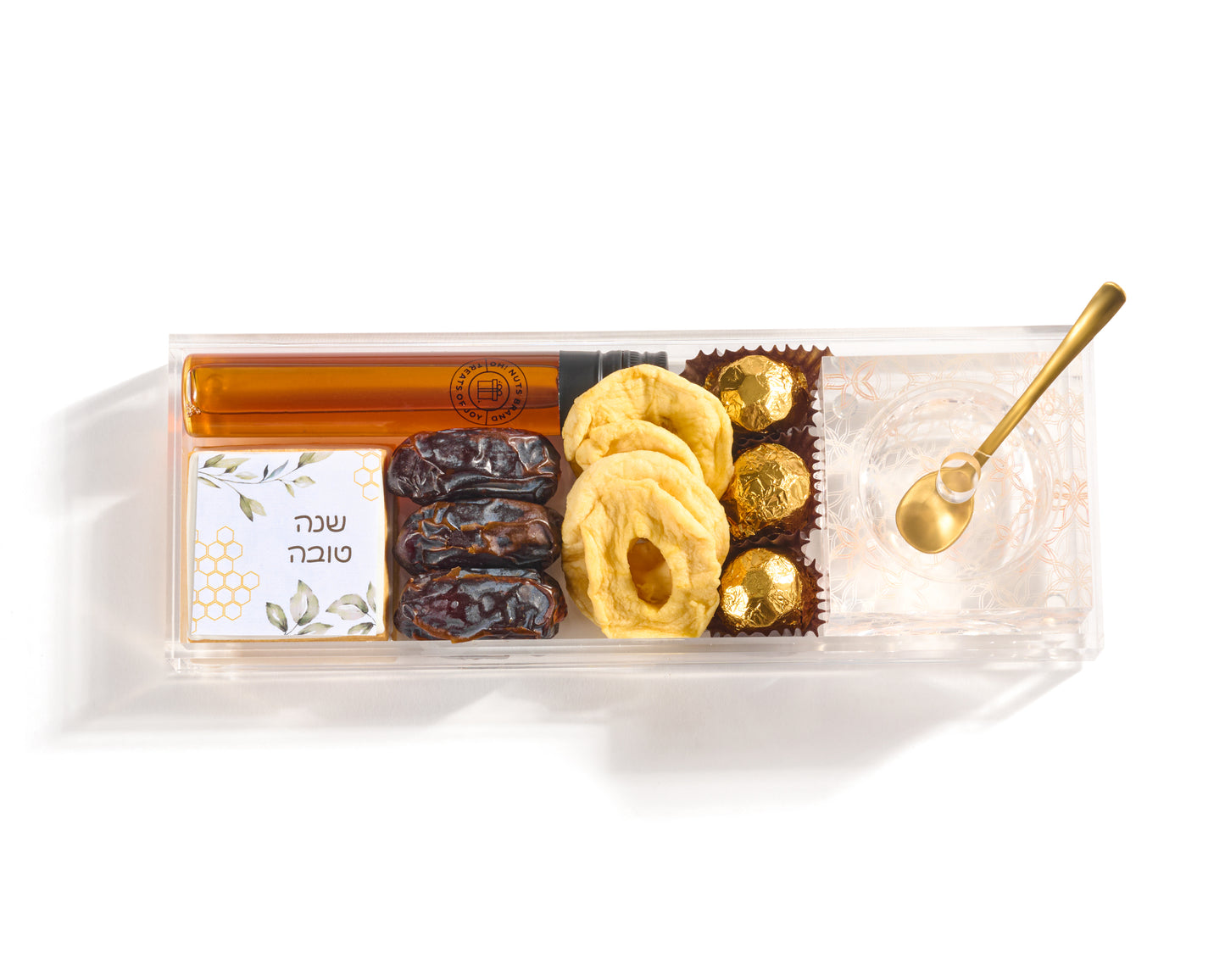 Lucite Honey Dish Rosh Hashanah Display Gift Set