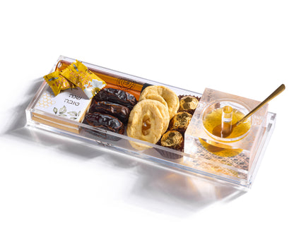Lucite Honey Dish Rosh Hashanah Display Gift Set