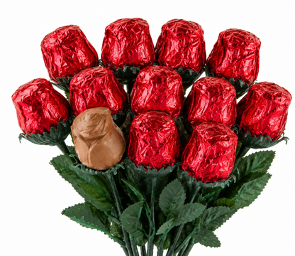 Sweet Heart Milk Chocolate Foiled Roses - Red - 12CT (Chalav Stam)