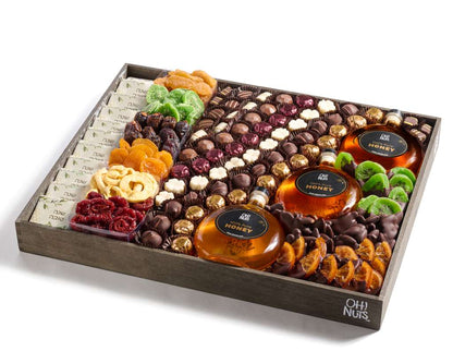 XXL 20-Inch Rosh Hashanah Wooden Gift Tray