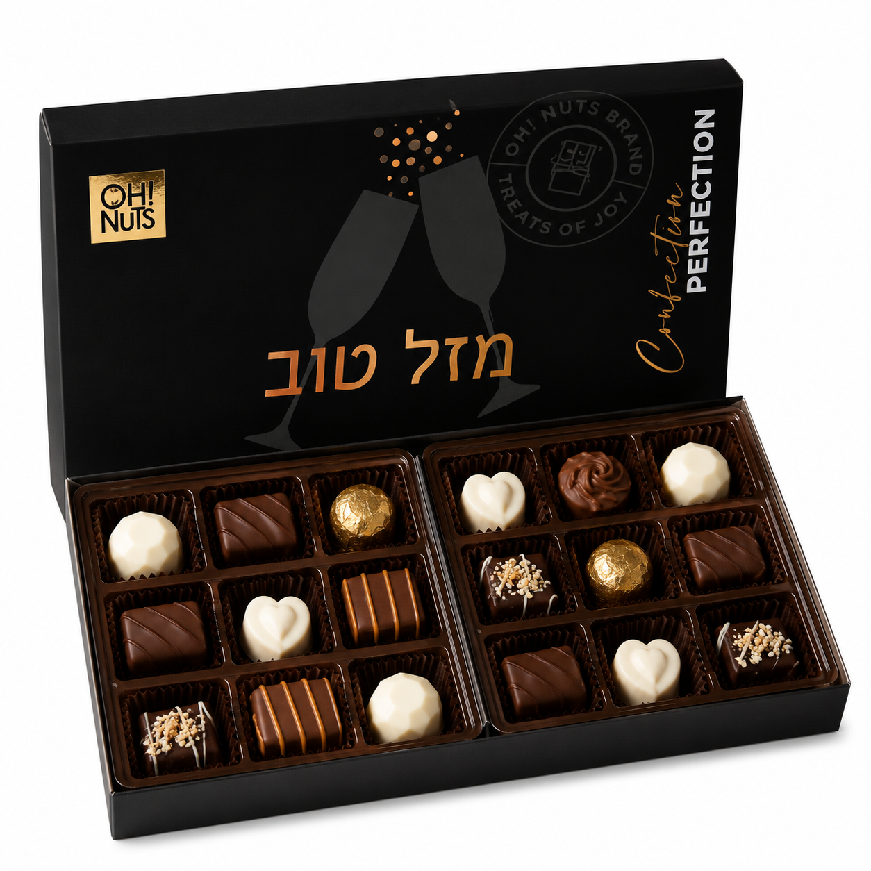 "Mazal Tov" Non-Dairy Chocolate Truffle Gift Box - 18Pc.