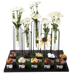 Elegant Fresh Flowers Test Tube Vase Chocolate & Nuts Gift Basket