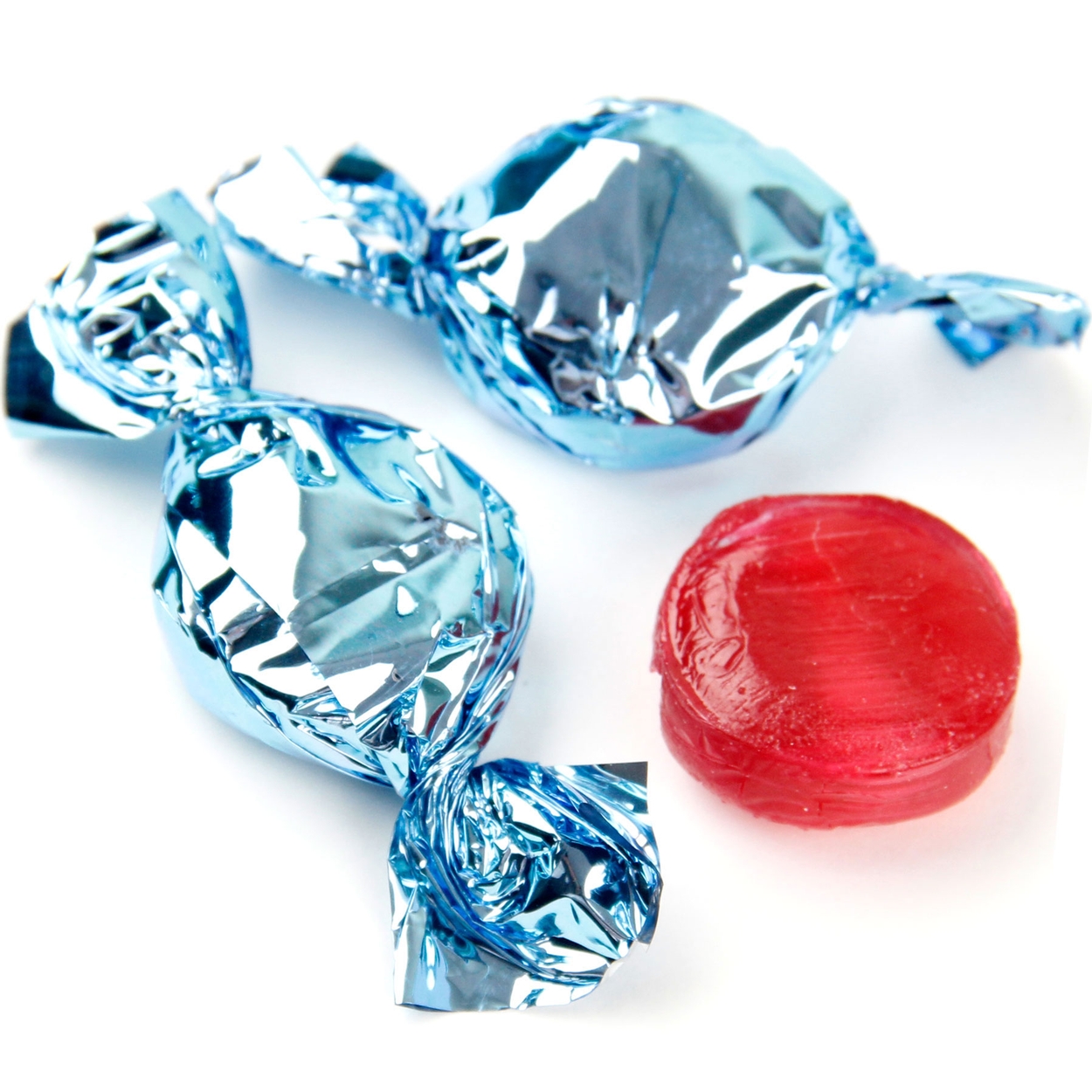 Light Blue Foiled Hard Candy - Raspberry • Hard Candy • Bulk Candy • Oh ...