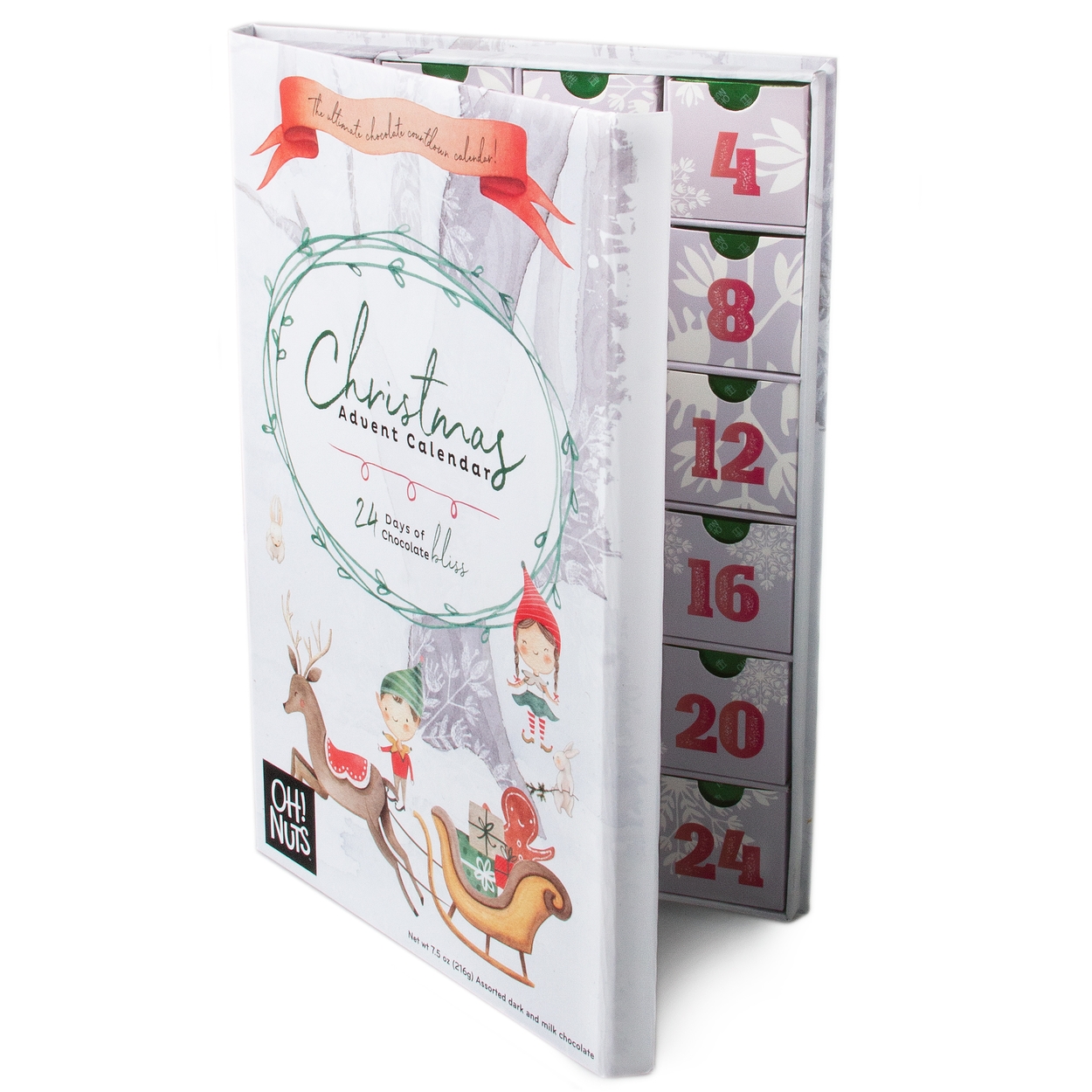 Oh! Nuts Holiday Chocolate Variety Advent Calendar Gift Box • Holiday