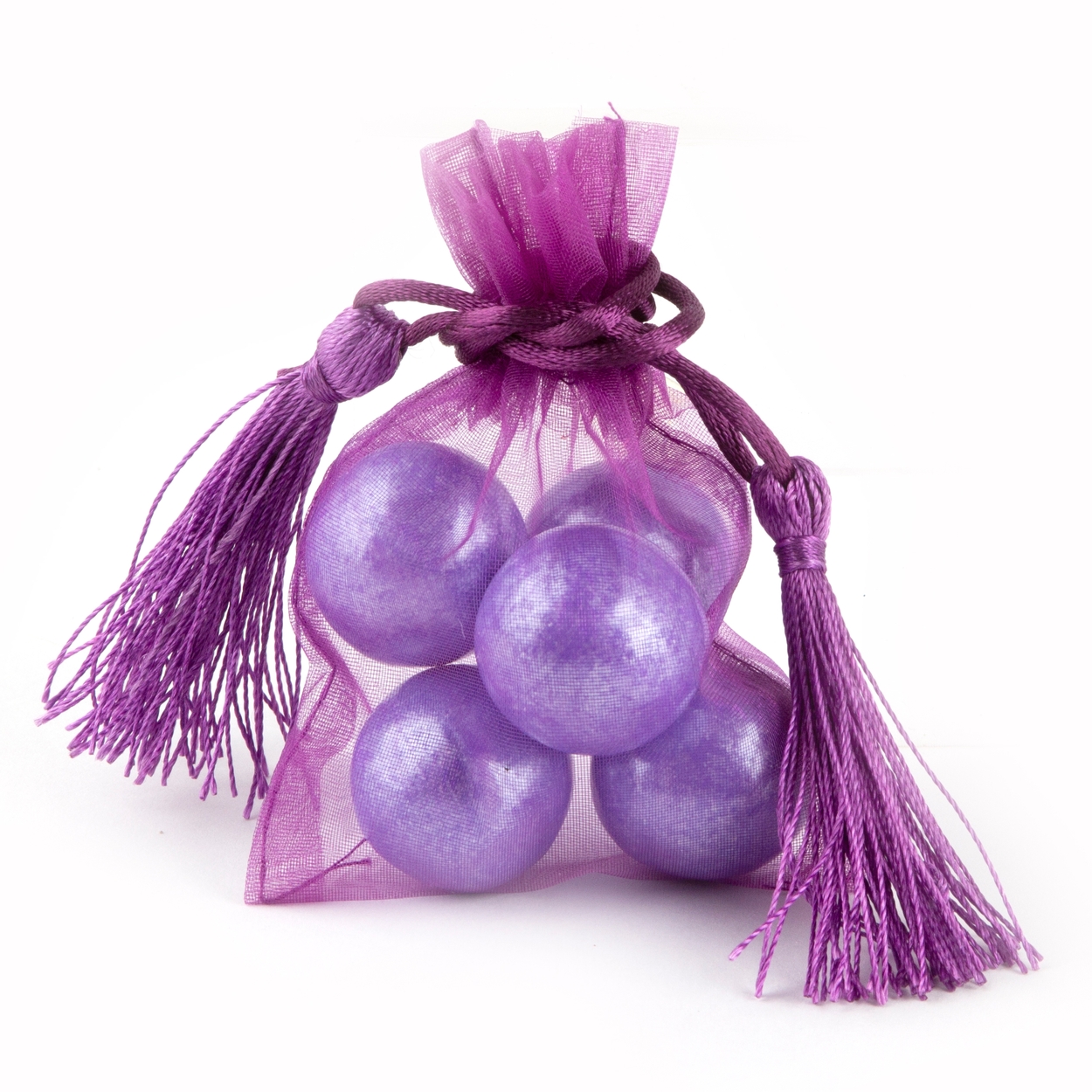 Purple Mesh Favor Bags With Tassels - 12CT • Organza Mesh Favor Bags ...